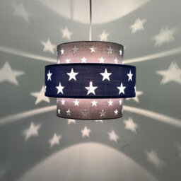 First Choice Lighting Pair Of Navy Blue And Grey Star Two Tier Light Shades - thumbnail 6