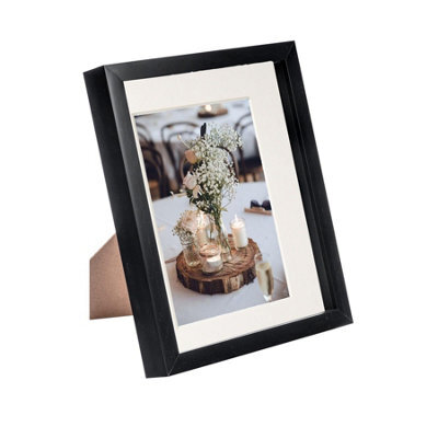 "Nicola Spring 3D Box Photo Frame - 8 X 10"" With 5 X 7"" Mount - Black/ivory" - image 1