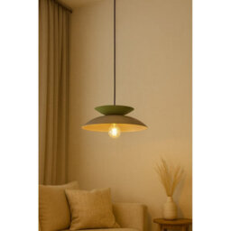 Luminosa Lighting Luminosa Ferro Dome Pendant Ceiling Light Brown, Green 1X E27 - thumbnail 3