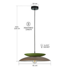 Luminosa Lighting Luminosa Ferro Dome Pendant Ceiling Light Brown, Green 1X E27 - thumbnail 5