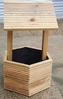 Hand Made Wooden Decking Garden Wishing Well Planter, Trough - image 1