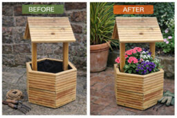 Hand Made Wooden Decking Garden Wishing Well Planter, Trough - thumbnail 2