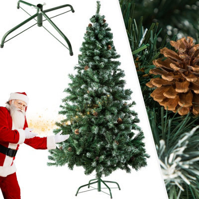 Tectake Christmas Tree - Artificial Christmas Tree With Frosted Tips, Pine Cones, And Metal Stand - 180 Cm - Green - image 1