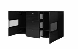 Arte Athens 26 Sideboard Cabinet 132Cm - Modern Black Gloss Finish For Stylish Storage - thumbnail 2