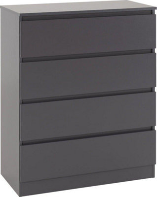 Seconique Malvern 4 Drawer Chest Grey Recessed Handles Metal Runners - image 1