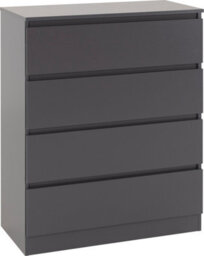 Seconique Malvern 4 Drawer Chest Grey Recessed Handles Metal Runners - thumbnail 3