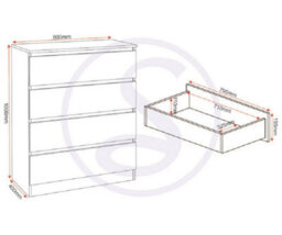 Seconique Malvern 4 Drawer Chest Grey Recessed Handles Metal Runners - thumbnail 4
