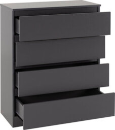 Seconique Malvern 4 Drawer Chest Grey Recessed Handles Metal Runners - thumbnail 5