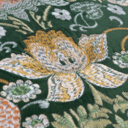 Morris & Co Strawberry Thief Embroidered Velvet Cushion Cover - thumbnail 5