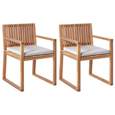 Beliani Set Of 2 Garden Chairs With Cushions Sassari Premium Certified Acacia Wood Light Grey - image 1