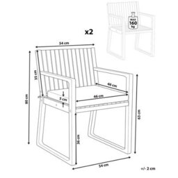 Beliani Set Of 2 Garden Chairs With Cushions Sassari Premium Certified Acacia Wood Light Grey - thumbnail 3