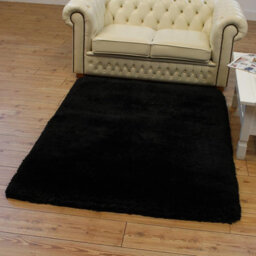 Black Handmade , Luxurious , Modern , Plain , Shaggy , Sparkle Easy To Clean Rug For Living Room, Bedroom - 120Cm X 170Cm - thumbnail 3