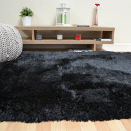 Black Handmade , Luxurious , Modern , Plain , Shaggy , Sparkle Easy To Clean Rug For Living Room, Bedroom - 120Cm X 170Cm - thumbnail 5