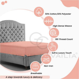 Gc Gaveno Cavailia Percale Deep Fitted Sheet Super King Pink Extra Deep Pocket 16 Inch (40 Cm) - thumbnail 2
