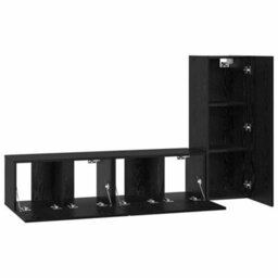 Berkfield Tv Cabinet Set 3 Pcs Black Oak 160 X 30 X 30 Cm Engineered Wood - thumbnail 7