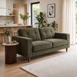 Furniturebox Uk Jasper Green Linen-Look Fabric 2 Seater Sofa - thumbnail 1