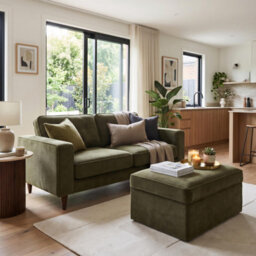 Furniturebox Uk Jasper Green Linen-Look Fabric 2 Seater Sofa - thumbnail 7