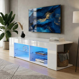 High Gloss Tv Stand Storage Cabinet Cupboard Unit With Rgb Light - thumbnail 1