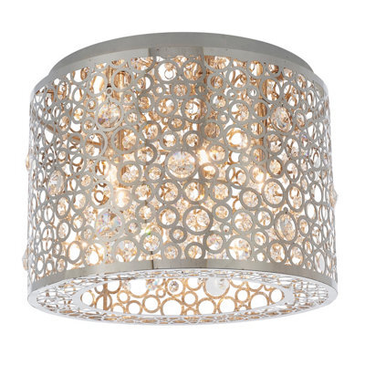 Anson Lighting Filipa Chrome Effect And Clear K5 Faceted Crystal Glass 5 Light Flush Ceiling Fitting - image 1