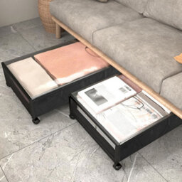 Living And Home 2 Pcs Under Bed And Sofa Storage Box With Transparent Dust Cover And Wheels - thumbnail 1