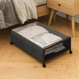 Living And Home 2 Pcs Under Bed And Sofa Storage Box With Transparent Dust Cover And Wheels - thumbnail 2