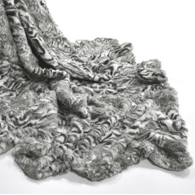 Velosso Elegant Design Faux Rabbit Fur Thermal Warm Blanket, Cosy Throw For Modern Decor, Animal Print, 127Cm X 147Cm - Grey