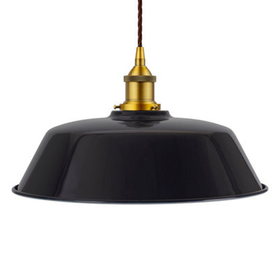 Navy Blue Chancery Painted Dome Pendant Light With Antique Gold Lamp Holder And Brown Twisted Cable - Se Home - image 1