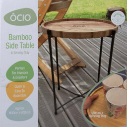 Collapsible Bamboo Table / Tray Round Side Strong Frame - thumbnail 3