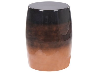Beliani Modern Glam Iron Drum Side Table Black And Golden Brown 28Cm Round Top For Living Room And Bedroom - image 1