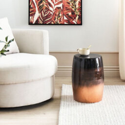 Beliani Modern Glam Iron Drum Side Table Black And Golden Brown 28Cm Round Top For Living Room And Bedroom - thumbnail 2