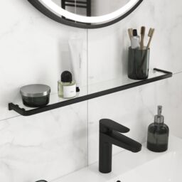 GoodHome Elland Matt Black Wall-Mounted Bathroom Shelf (D)12Cm (H)2Cm (L)60Cm - thumbnail 2