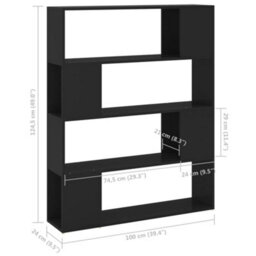 Vidaxl Book Cabinet Room Divider Black 100X24X124 Cm - thumbnail 7