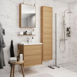 GoodHome Avela Matt Oak Effect Wall-Mounted Bathroom Vanity Unit (H) 600mm (W) 600mm - thumbnail 2