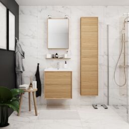 GoodHome Avela Matt Oak Effect Wall-Mounted Bathroom Vanity Unit (H) 600mm (W) 600mm - thumbnail 5