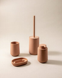 Cosmic Toothbrush Holder, Big Capacity, Durable, Polyresin Soft Touch, Blossom Pink, Saona - thumbnail 5