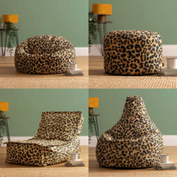 Icon Milano Leopard Soft Woven Kyoto Round Footstool Bean Bag, Multicolour - thumbnail 6
