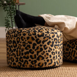 Icon Milano Leopard Soft Woven Kyoto Round Footstool Bean Bag, Multicolour - thumbnail 2