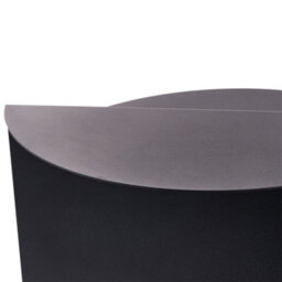 Wyld And Coco Evercraft Black Metal Round Side Table With Built-In Shelf, Open-One-Side Geometric End Table - thumbnail 4