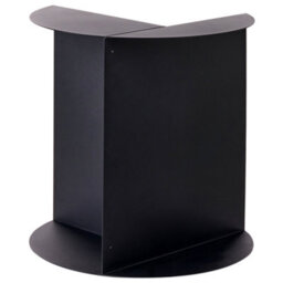 Wyld And Coco Evercraft Black Metal Round Side Table With Built-In Shelf, Open-One-Side Geometric End Table - thumbnail 1