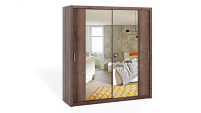 Arte Bono Sliding Door Wardrobe With Mirrors In Oak Monastery - Spacious Elegance Meets Modern Style - W2200mm X H2150mm X D620mm - image 1