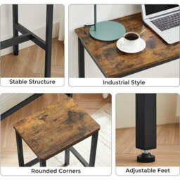 Songmics Vasagle Dining Table Set, Bar Table And Stools Set, Breakfast Bar Table With Bar Stools Set Of 2, Industrial Steel Frame - thumbnail 7