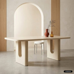 Sweeek - Matte Finish Dining Table Seats 8 Cream 200X100X76 Cm - Sia - thumbnail 1