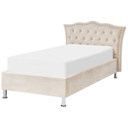 Beliani Ottoman Bed Velvet Metz 90 X 200 Cm (Eu Single) Beige - thumbnail 6