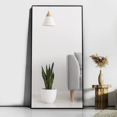 Cassilando Sleek Black Full Length Mirror/standing Wall Mirror 165 X 60Cm/64.96X23.62In  Aluminum Frame Full Leaning Or Hanging - image 1