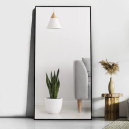 Cassilando Sleek Black Full Length Mirror/standing Wall Mirror 165 X 60Cm/64.96X23.62In  Aluminum Frame Full Leaning Or Hanging - thumbnail 1