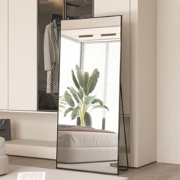 Cassilando Sleek Black Full Length Mirror/standing Wall Mirror 165 X 60Cm/64.96X23.62In  Aluminum Frame Full Leaning Or Hanging - thumbnail 3