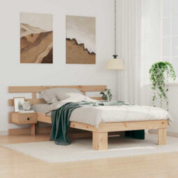 Walplus Bed Frame With Headboard Brown 90 X 200 Cm Solid Pine Wood - thumbnail 1