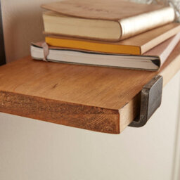 Off the Grain Rustic Wood Wall Shelves Set Of 2 With Inverted Brackets -15Cm X 2.5Cm Wooden Shelves  110Cm - thumbnail 3