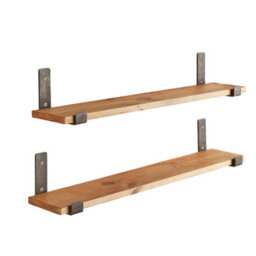 Off the Grain Rustic Wood Wall Shelves Set Of 2 With Inverted Brackets -15Cm X 2.5Cm Wooden Shelves  110Cm - thumbnail 4