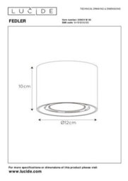 Lucide Fedler Modern Surface Mounted Ceiling Spotlight 12Cm - Led Dim To Warm - Gu10 - 1X12W 2200K/3000K - Black - thumbnail 6